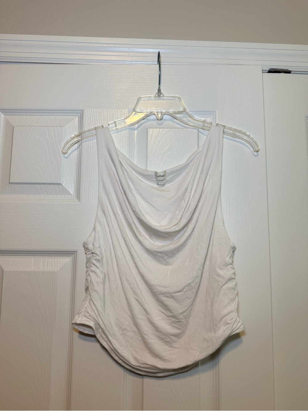 Wilfred Aritzia White Cowl Draped Tank Top
